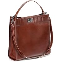 YALUXE Women's Genuine Leather Tote Handbags Fashion Shoulder Bags Office Ladies Minimalist Satchel Purses Cross-body Bags