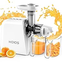 KOIOS Upgraded Juicer Machines, Cold Press Juicer, Slow Masticating Juicers with Two Speed Modes, Juicer Extractor for fruits and veggies, Reverse Function, Full Copper Motor, Easy to Clean with Brush