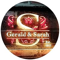 Personalized Wedding Gift Family Name First Names Established Year Dual Color LED Neon Sign wh-tm