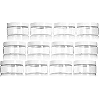 JUVITUS 8 oz Clear PET Plastic Low Profile Jar with White Smooth Lids (12 Pack) BPA Free Large Refillable Empty Storage Containers