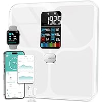 ABLEGRID Body Fat Scale,Digital Smart Bathroom Scale for Body Weight, Large LCD Display Screen, 16 Body Composition Metrics BMI, Water Weigh, Heart Rate, Baby Mode, 400lb, Rechargeable (White)