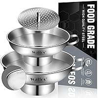 Walfos 5.5 Inch and 4 inch Stainless Steel Wide-Mouth Funnel with Handle for Wide and Regular Mason Jars Canning Jars,Wide Mouth Funnels for Kitchen Use Transferring Liquid and Dry Ingredients!