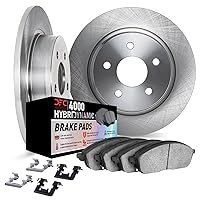 Dynamic Friction Company Rear Brake Rotors Kit | 4000 HybriDynamic Brake Pads includes Hardware | Fits 2004-2013 Mazda 3, 2010-2013 Mazda 3 Sport