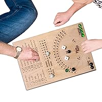Yorsikog Baseball Dice Board Game, Wooden Board Table Math Game with Dices, Classic Math Number Game with 12 Glass Pinballs, Interactive Desktop Sport Board Game for Kids Adults Family