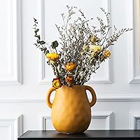 Ceramic Vase, Modern Vase for Flowers, Unique Handles Vase, Decorative Vase for Pampas Grass, Living Room, Bedroom Yellow