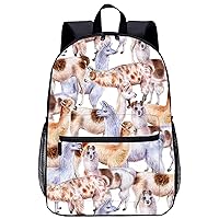 Watercolor Llama and Alpaca Laptop Backpack for Men Women 17 Inch Travel Daypack Lightweight Shoulder Bag