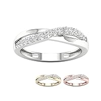 10k Gold 1/5Ct TDW Diamond Cross Over Promise Ring For Women(I-J,I2)