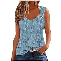 Women's Casual Tank Tops Summer Sleeveless Shirts Fashion Vintage Floral Printed V Neck Tees Vest Dressy Blouses