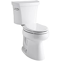 Kohler K-3999-0 Highline Comfort Height Two-piece Elongated 1.28 Gpf Toilet with Class Five Flushing Technology And Left-hand Trip Lever, Seat Not Included, White