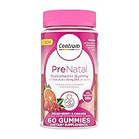 Centrum Prenatal Multivitamin Gummies with DHA and Folic Acid, Mixed Berry and Orange Flavors - 60 Count, 30 Day Supply