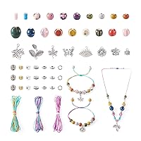 Bestewelry 223pcs Porcelain Beads Bracelet Making Kit 85pcs Porcelain Beads 14pccs Eye Alloy Pendants 94pcs Alloy Spacer Beads 20pcs Jump Rings 3pcs Polyester Thread for Jewelry Making