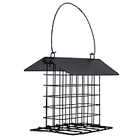winemana Outdoor Wild Bird Feeder, Black Small Hanging with Metal, Rainproof Squirrel-Proof, Single Suet Cake Style for Outside Office