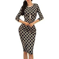 Vivicastle Women's USA Wear to Work Business 3/4 SLV Bodycon Pencil Dress