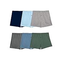 Fruit of the Loom Men's Tag-Free Knit Boxer Shorts, Relaxed Fit, Moisture Wicking, Assorted Color Multipacks