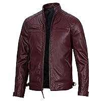 Decrum Vegan Leather Jacket Men - Casual Biker Style Vegan Leather Jackets For Mens