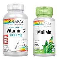 SOLARAY Timed Release Vitamin C 1000mg & Mullein 330mg Bundle | Immune, Respiratory & Bronchial Support | 275ct, 100ct