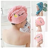 Quick Drying Towel Microfiber Hair Drying Shower Turban with Buttons Strong Absorbent Shower Cap Quick Drying Hair Towel for All Long Hair (P)