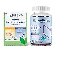 Hyland's Naturals Kids Organic Cough & Immune Day/Night Combo Pack, Ease Coughs, Supports Immunity + Organic Sleep, Calm + Immunity with Chamomile, Elderberry & Passion Flower 60 Vegan Gummies