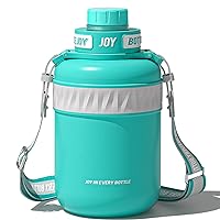 Stainless-Steel Water Bottle: Leakproof Lid, Perfect Sip, Double Insulated, Eco-Friendly, Dishwasher Safe & Stylish Strap (Ocean, 48 oz)