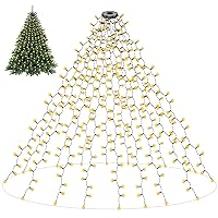 Christmas Lights,Bright Led Christmas Tree Lights for Outdoor &Indoor 6.6FT 10 Lines 300LED 8 Modes Memory Timer Waterproof Xmas Decorations String Lights for 6ft-8ft Tree-Warm White
