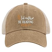 I'd Rather Be Reading Hat for Women Baseball Caps Stylish Washed Running Hats Adjustable