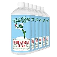 Rebel Green Fruit & Veggie Wash - Natural Produce Wash - Plant-Based Vegetable Wash Spray - Fruit and Vegetable Wash with No Aftertaste - Sustainable Food Wash - (34 oz Refill Bottles, 6 Pack)