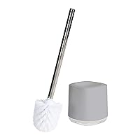Bath Bliss Luxury Toilet Brush and Holder Set | Bathroom Cleaning | 360 Degree Brush | Short Design | Décor | Stainless Steel | Grey
