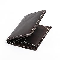 Style n Craft Bi-fold Hipster Leather Wallet with Side Flap, Full-Grain Leather Wallet for Men and Women, Wallet with Coin Pocket and Multiple Card Holders, 2 Tone Effect, Dark Brown (391007)