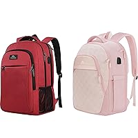 MATEIN Laptop Backpack for Womens, Water Resistant Travel Daypack, Pink Backpack for Women, Anti Theft 17 Inch Laptop Backpack with USB Charging Port, Large TSA Lightweight Backpack Work Computer Bag