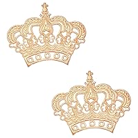 Kleenplus 2pcs. Crown Cream Color Patches Cartoon Children Kids Sticker Arts Sign Symbol Costume T-Shirt Jackets Jeans Bag DIY Applique Embroidered Sew Iron on Patch