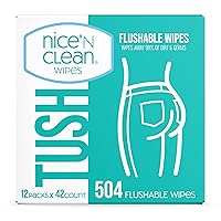 Adult Flushable Wipes (12 x 42 Count) | Personal Cleansing Wipes Made from Plant-Based Fibers | Infused with Aloe & Vitamin E