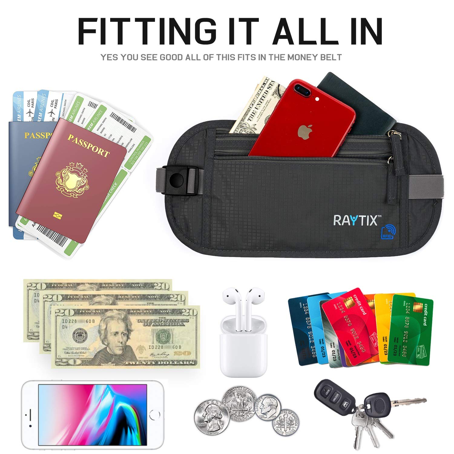 Money Belt For Travel Wallet Belt Passport Holder Travel Pouch to Protect You With RFID Transmissions –Secure, Hidden