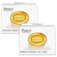 PEARS Soap, Face & Body Soap, Amber – Pure & Gentle Transparent Bar Soap, Moisturizing Glycerin Soap with Natural Oils for Pampered, Glowing Skin, 3.53 Oz (Pack of 2)