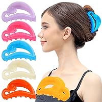 RC ROCHE ORNAMENT 6 Pcs Womens Hair Clips Claws Jaw French Barrette Clutcher Interlocking Teeth Strong Hold No Slip Grip Clasp Clamp Minimal Beauty Fashion Accessory, Large Jelly Sweet Multicolor