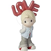 Precious Moments Little Boy with Love Balloon Figurine | I Can’t Hide My Love for You Blond Boy Bisque Porcelain Figurine | Gift for Mom, Grandma