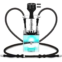 Hookah, Get Funky Cube Acrylic Hookah Set Shisha Kit with Heat Management Device, Silicone Hookah Bowl & Hose, Aluminum Diffuser - 2 Hose with Black HMD