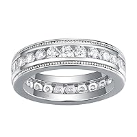 Men's Wedding Rings 925 Sterling Silver Ring 1.6ct 26 Round Cut White AAA Cubic Zirconia Size 8-13