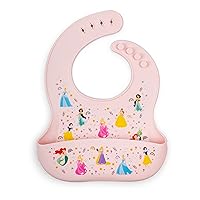 Simple Modern Disney Silicone Bib for Babies, Toddlers | Lightweight Baby Bibs for Eating with Food Catcher Pocket | Soft Silicone with Adjustable Fit | Bennett Collection | Princess Rainbows