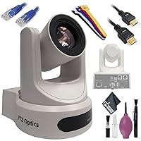 PTZOptics 30X-SDI G2 Live Streaming Broadcast Camera (White) - Cleaning Kit - Straps - HDMI Cable - Ethernet Cable 5ft