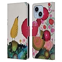Head Case Designs Officially Licensed Sylvie Demers Yellow Birds 3 Leather Book Wallet Case Cover Compatible with Apple iPhone 14 Plus