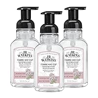 J.R. Watkins Foaming Hand Soap with Pump Dispenser, Moisturizing Foam Hand Wash, All Natural, Alcohol-Free, Cruelty-Free, USA Made, Rosewater, 9 fl oz, 3 Pack