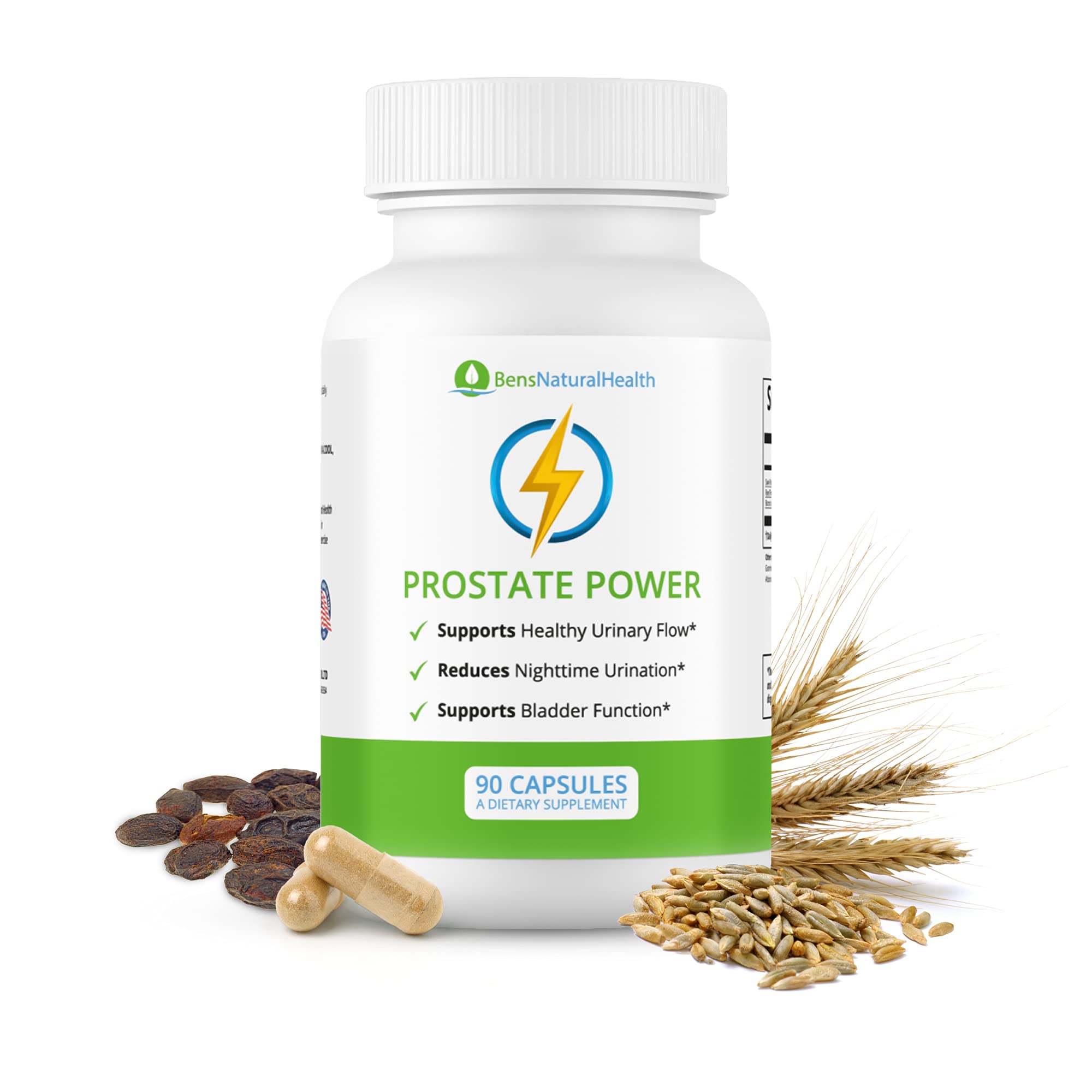 Prostate Power, Prostate Support and Bladder Control for Men, with Rye Grass Pollen Extract and Saw Palmetto Extract, 90 Capsules - Ben’s Natural H...