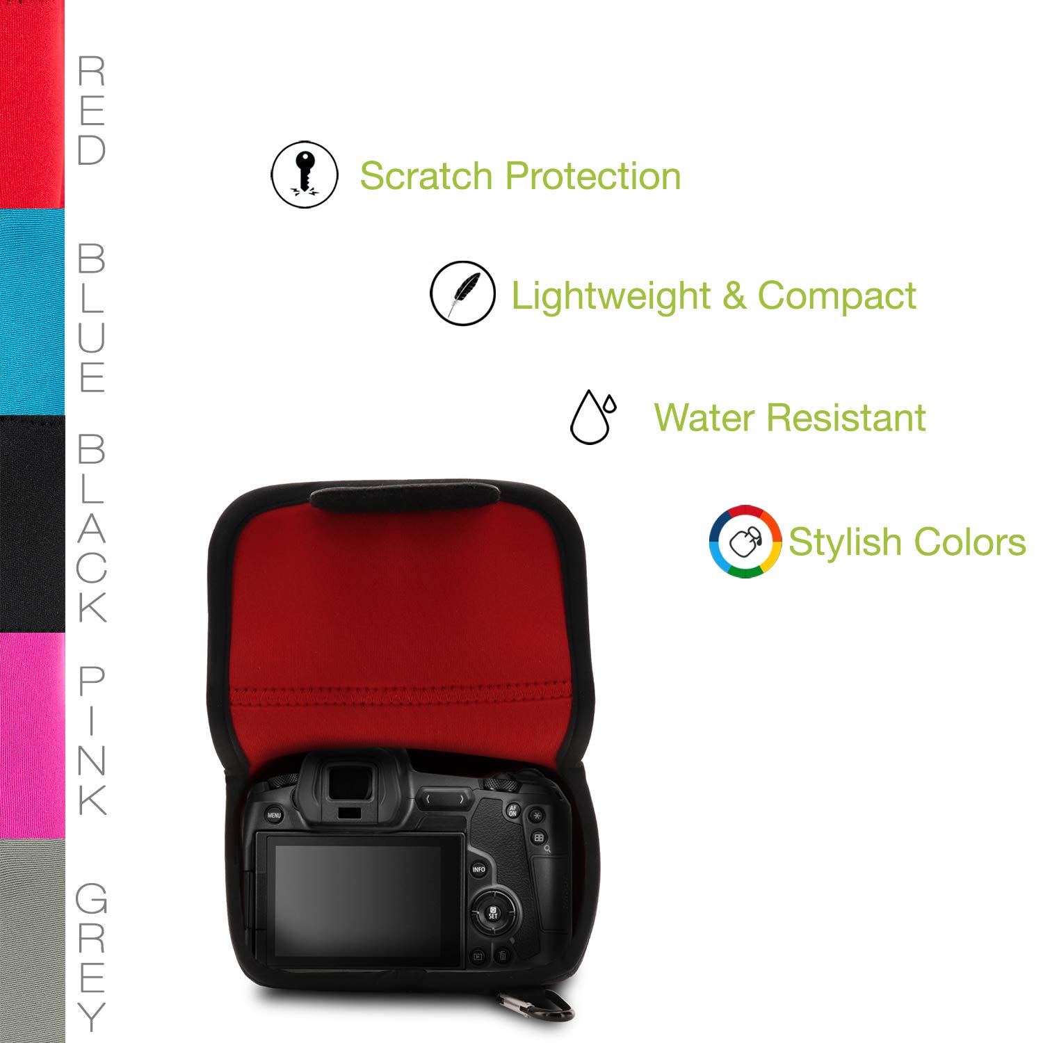 MegaGear MG1556 Ultra Light Neoprene Camera Case Compatible with Canon EOS Ra, RP, R (24-105mm) - Black, One Size