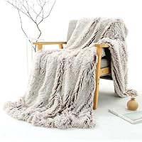 YOU SA New Creative Design Fluffy Shaggy Faux Fur Blanket Ultra Plush Decorative Throw Blanket (Coffee Based,63''x79'')