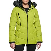GUESS Women's Cold Weather Hooded Puffer Coat
