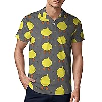 Funny Yellow Rubber Duck Butt Men's Short Sleeve Polo Shirt Moisture-Wicking Workout Tee Casual Polo Shirts Tops