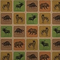 GRAPHICS & MORE Forest Animals Bear Moose Wolf Raccoon Premium Kraft Roll Gift Wrap Wrapping Paper