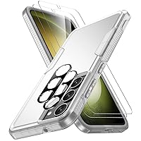 SPIDERCASE Designed for Samsung Galaxy S23 Case, [10 FT Military Grade Drop Protection], 2 Pack [Tempered Glass Screen Protector+Camera Lens Protector] Heavy Duty Shockproof Case, Frosted Clear