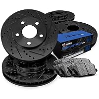 R1 Concepts Front Rear Brakes and Rotors Kit |Front Rear Brake Pads| Brake Rotors and Pads| Semi Metallic Brake Pads and Rotors |fits 1999-2010 Volkswagen Beetle, Golf, Jetta