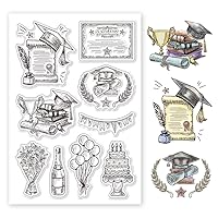 CHGCRAFT Graduation Clear Stamps Graduation Hat Trophie Award Graduation Season Silicone Stamps for Crafting Transparent Stamp Seals for DIY Scrapbooking Card Making Photo Album Postcard Decoration